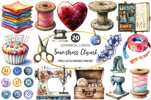 Watercolor Seamstress Clipart, an Illustration by SinaCreation