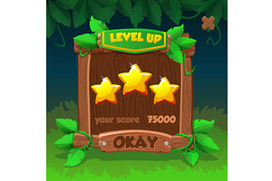 Cartoon Wooden Level UP menu or, an Object Illustration by BabySofja