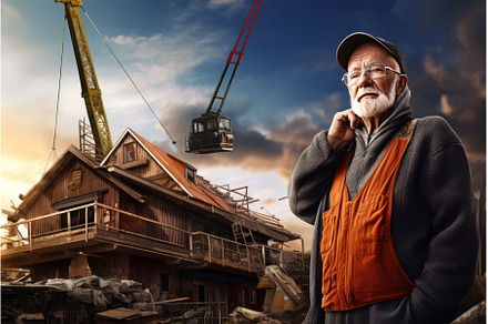 Skilled Crane old man operator, an Industrial Photo by Ylivdesign