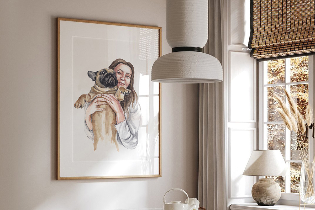 DOG & PEOPLE watercolor clipart, an Animal Illustration by Elena_Sedova (Photo 6 of 8)