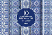 Blue White Azulejo Seamless Patterns, a Pattern Graphic by VectorPanther (Thumbnail 6 of 10)