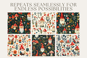 10 Gnome Retreat Seamless Patterns