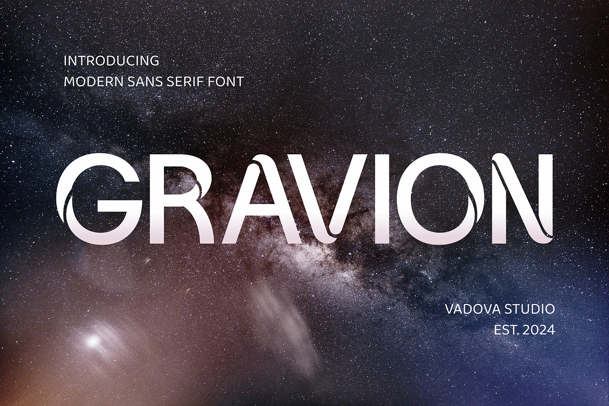 Gravion Futuristic Modern Sans Serif, a Sans Serif Font by Vadovastd (Photo 1 of 7)