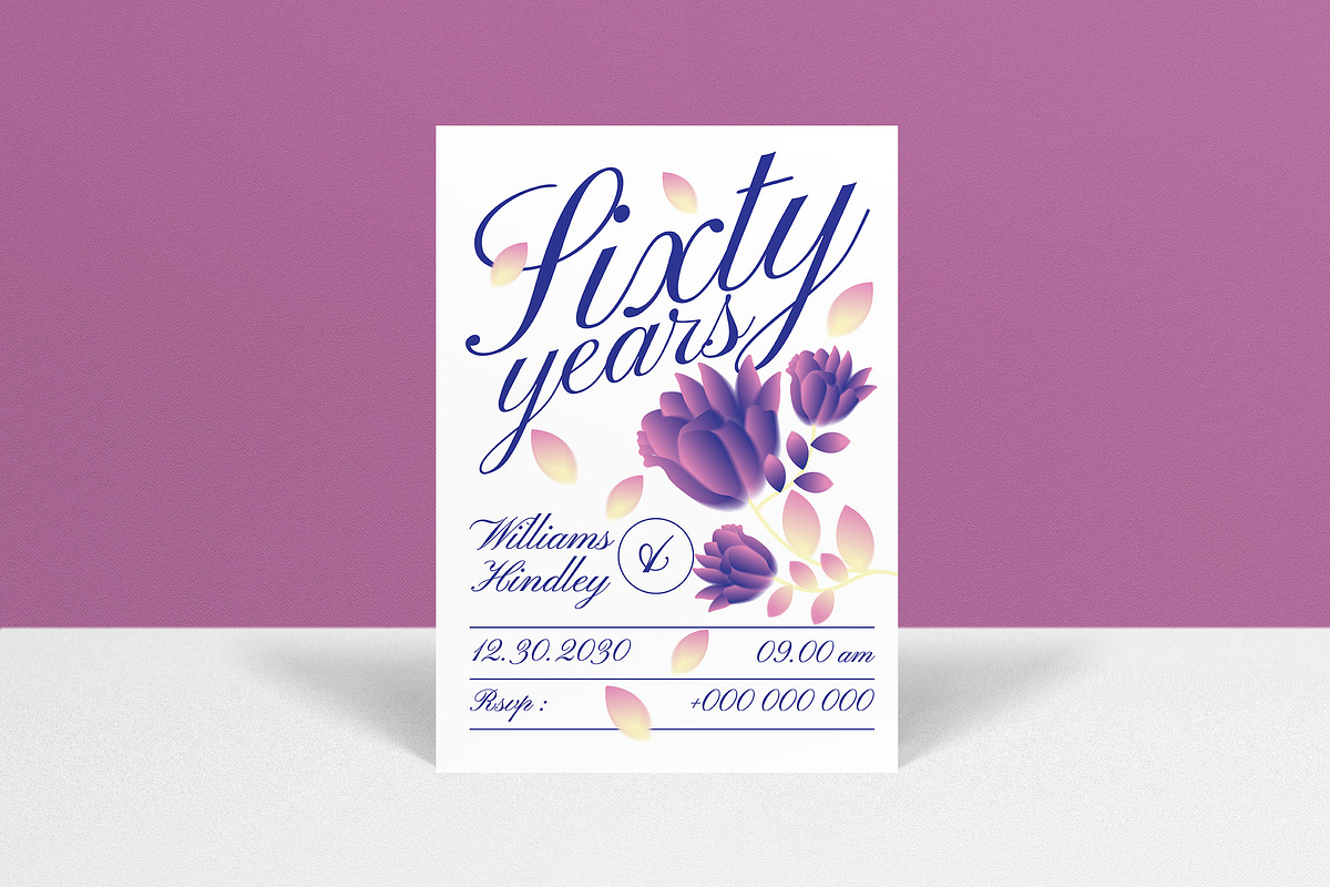 White Blue Anniversary Invitation, an Invitation Template by graphicook (Photo 1 of 3)