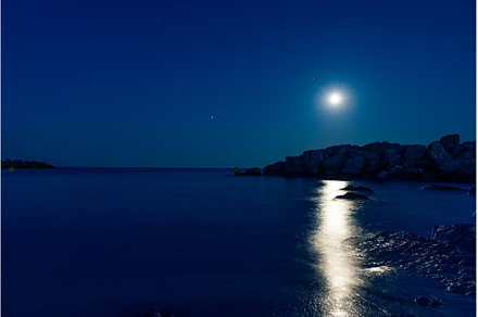 Night Beach with Full Moon
