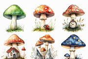 Watercolor Mushroom Clipart Bundle, an Illustration by Craft Nest (Thumbnail 4 of 6)