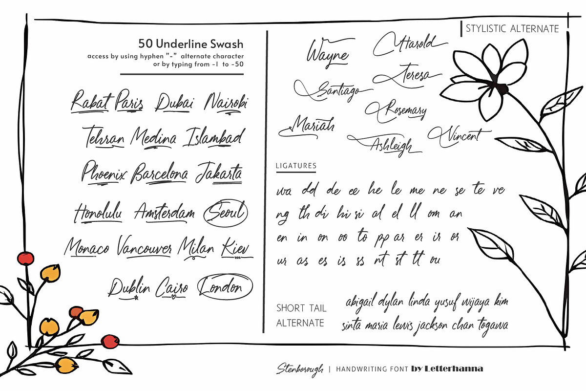 Stenborough Handwritten Font, a Handwritten Font by Letterhanna Studio (Photo 3 of 12)