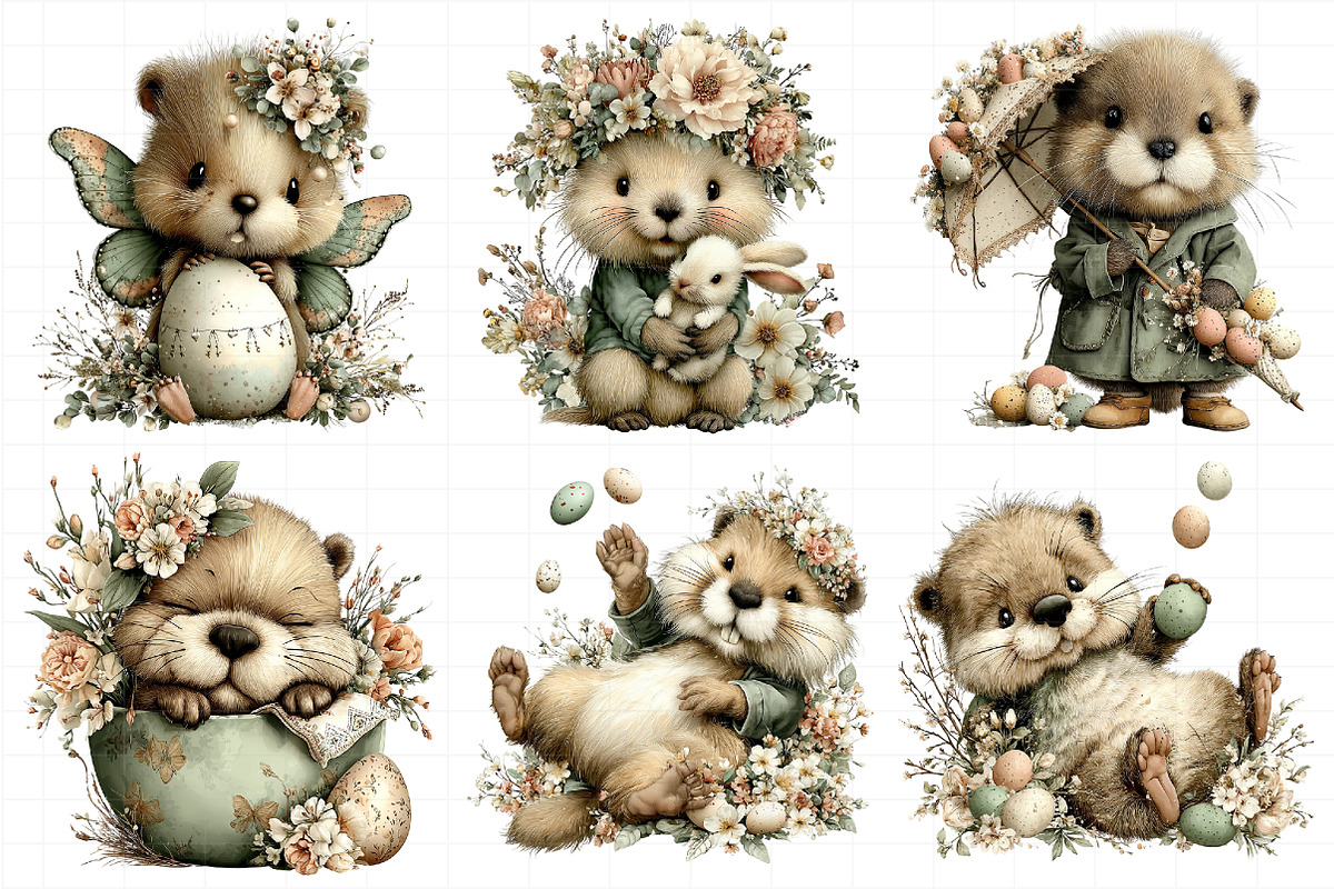 Whimsical Easter Beaver Clipart, an Illustration by Daily.Designs (Photo 7 of 8)