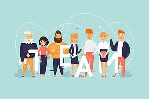 Business characters, team, about us.