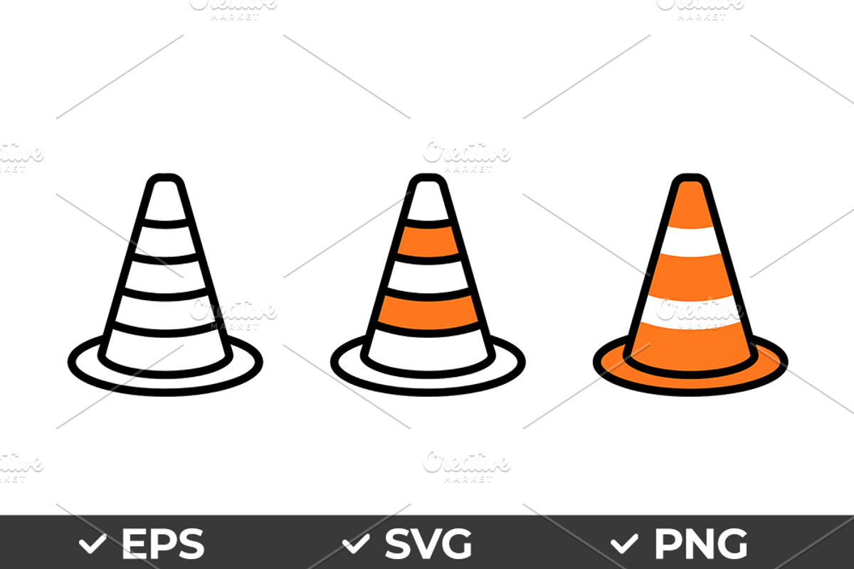 Traffic Cone Vector Set, an Object Graphic by Artonix (Photo 1 of 3)
