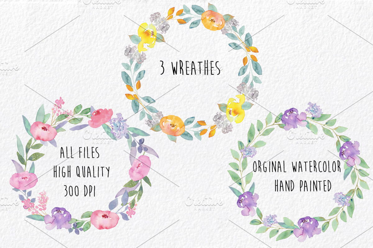 Watercolor Flowers Set Hand painted, an Illustration by MaraquelaStudio (Photo 5 of 9)