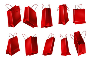 Paper shopping bags set with handle, an Object Illustration by the8monkey