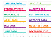 2026 Bold COLOR 8.5x11 Inch Calendar, a Stationery Template by Running With Foxes (Thumbnail 2 of 6)
