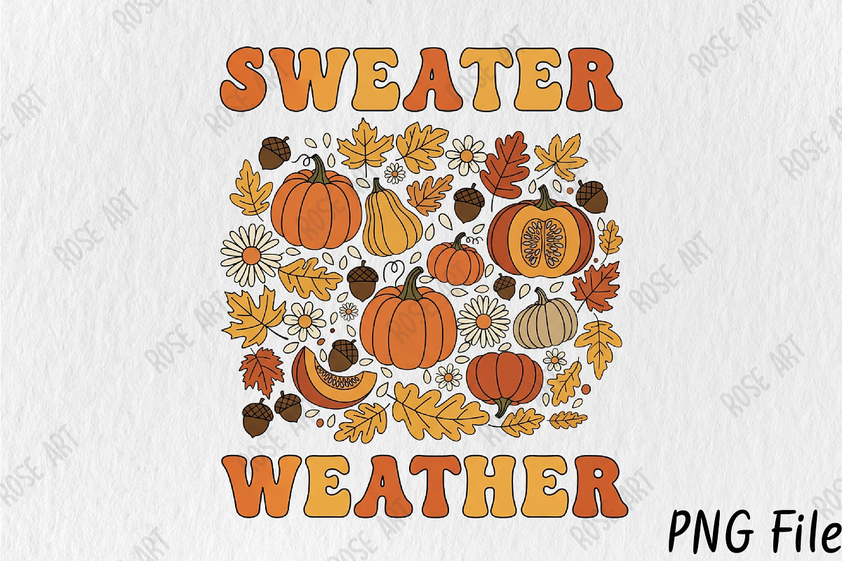 Sweater Weather PNG, Fall Pumpkin, a Seasonal Illustration by Rose Art (Photo 1 of 4)