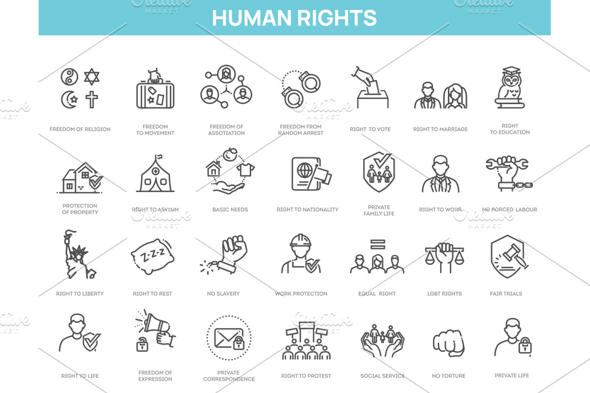 Human Rights Icons, an Outline Icon by Tettygreen (Photo 1 of 2)