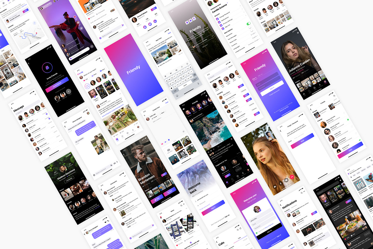 Social Network Mobile UI Kit, an UI Kit Template by flr.24 (Photo 2 of 2)