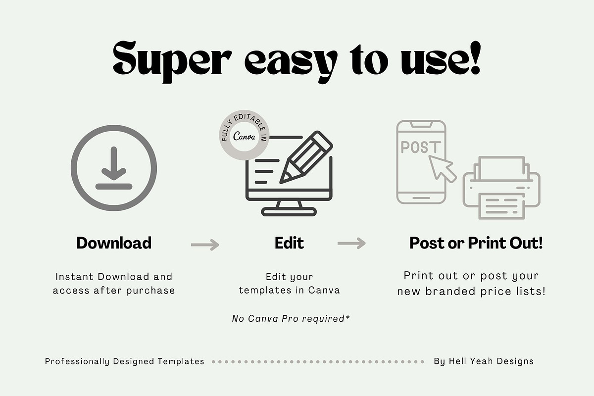Monochrome Muse Price List Templates, a Stationery Template by Hell Yeah Designs (Photo 3 of 8)