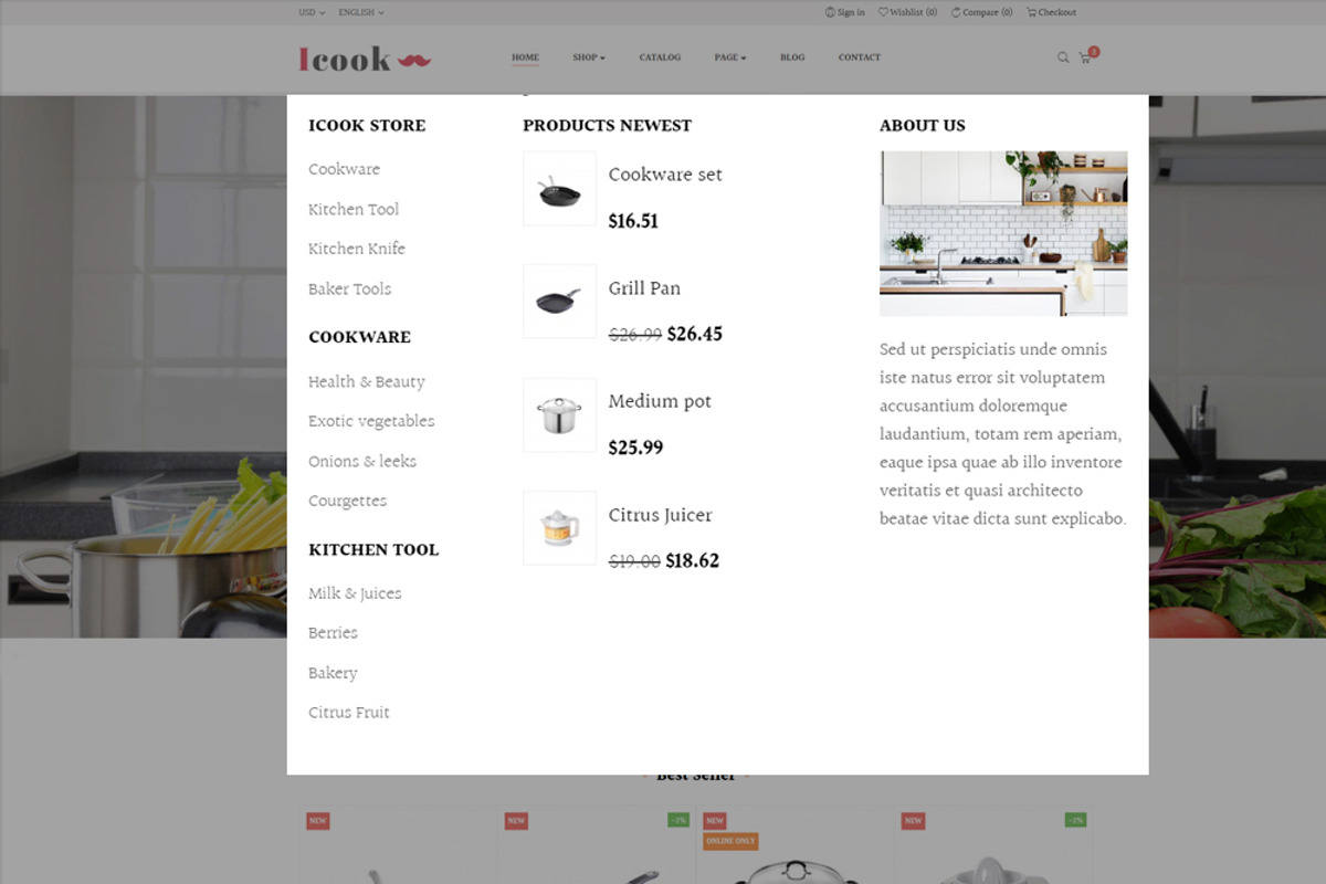 LEO ICOOK - KITCHEN TOOL, COOKWARE,, a Bootstrap Template by LeoTheme (Photo 3 of 8)