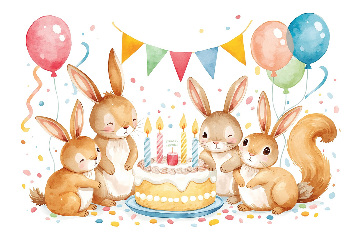 watercolor birthday Cakes Party, a Graphic by Creativeshirt (Photo 3 of 14)