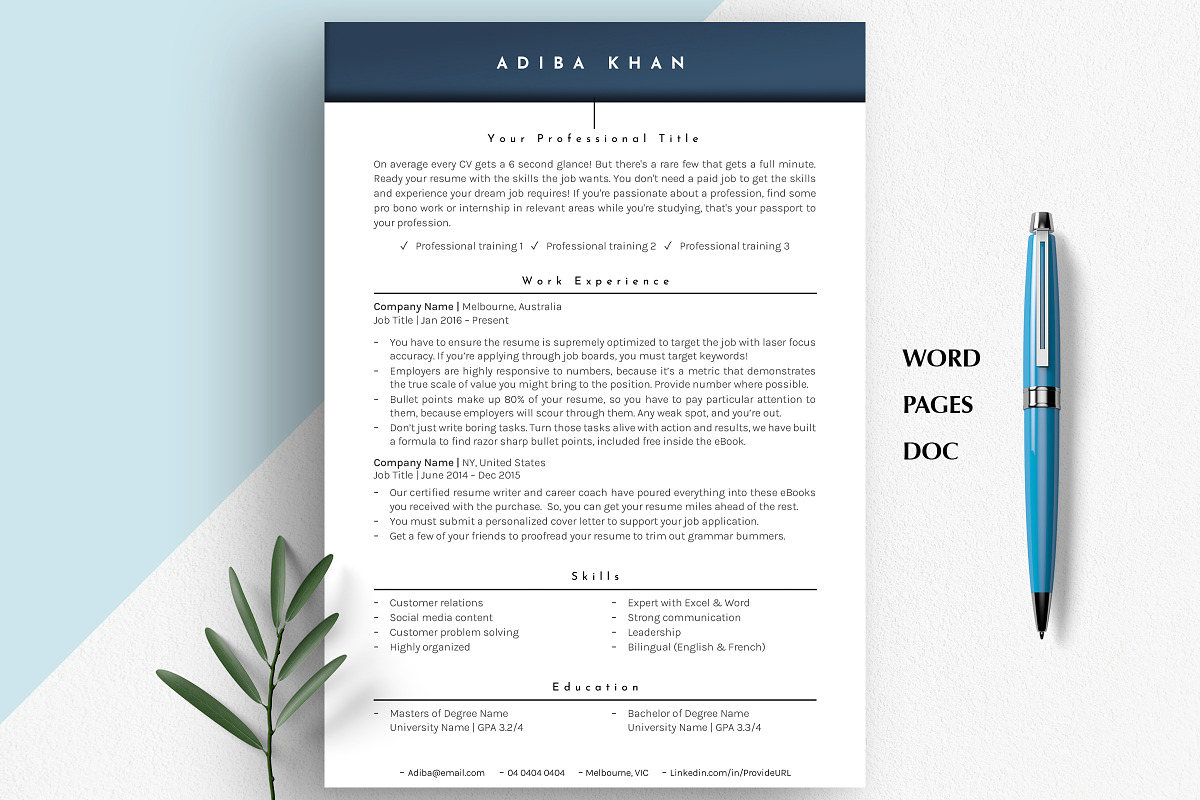 Minimalist Resume Template, CV Word, a Resume Template by Career Canvas (Photo 5 of 11)