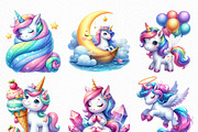 Cute Magical Unicorn Clipart, an Illustration by Craft Nest (Thumbnail 4 of 6)