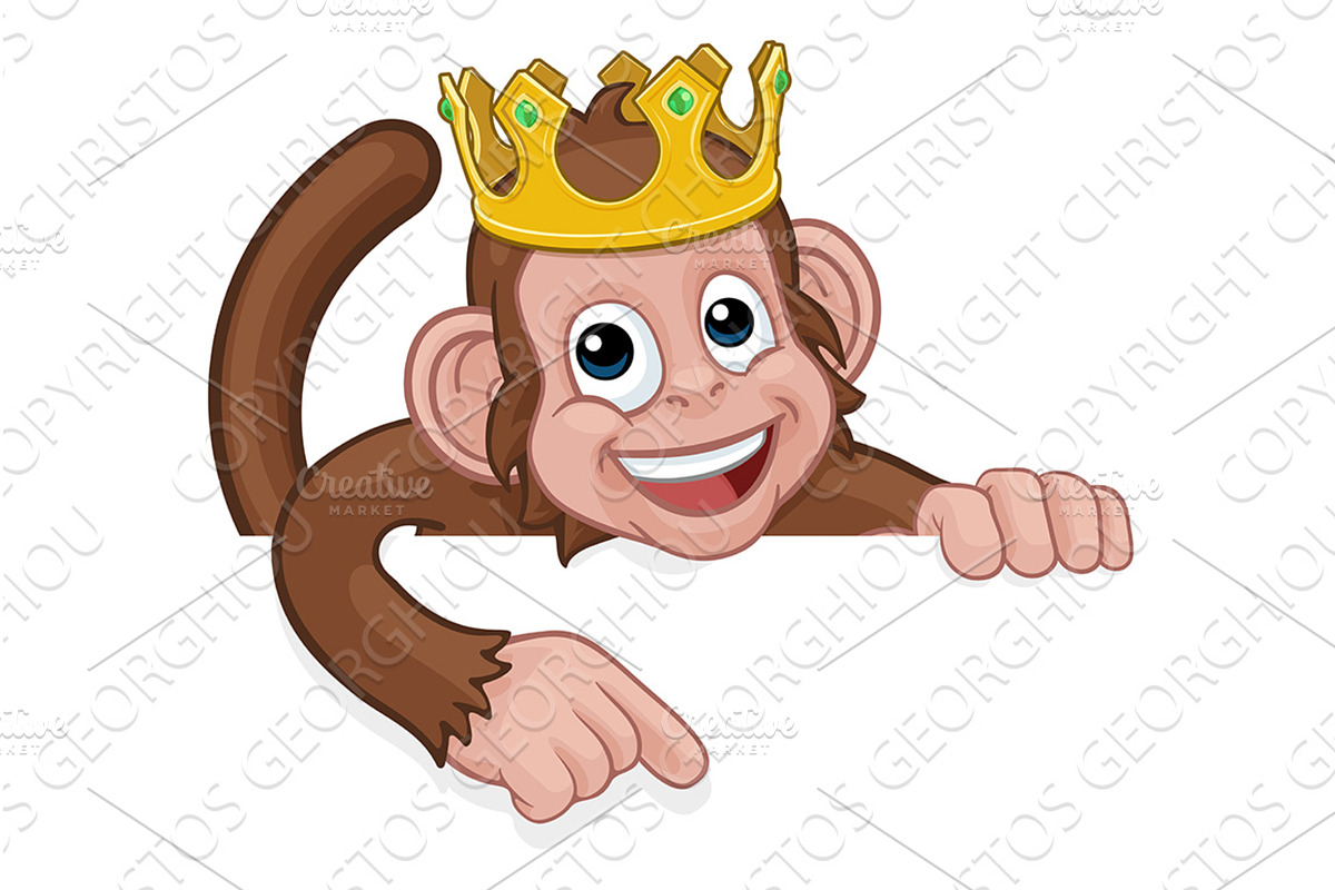 Monkey King Crown Cartoon Animal, an Animal Illustration by Christos Georghiou