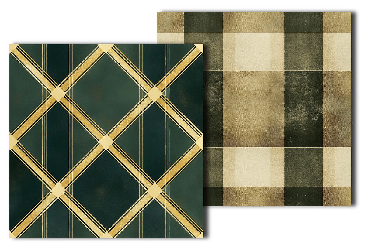 Green and Gold Tartan Patterns, an Illustration by OK Design (Photo 2 of 3)