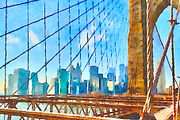 NYC Skyline from the Brooklyn Bridge, an Architecture Photo by Wild Wanderer Photography (Thumbnail 2 of 2)