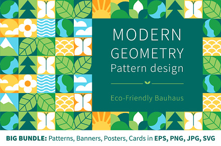 Mosaic Designs. Geometric Eco Nature