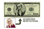 Editable Hi-Res $100 Bill Mockup, a Mockup by the little wonder shop (Thumbnail 2 of 4)