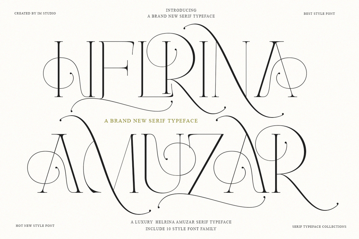 Helrina Amuzar | 10 Font Style, a Serif Font by IM Studio (Photo 1 of 13)
