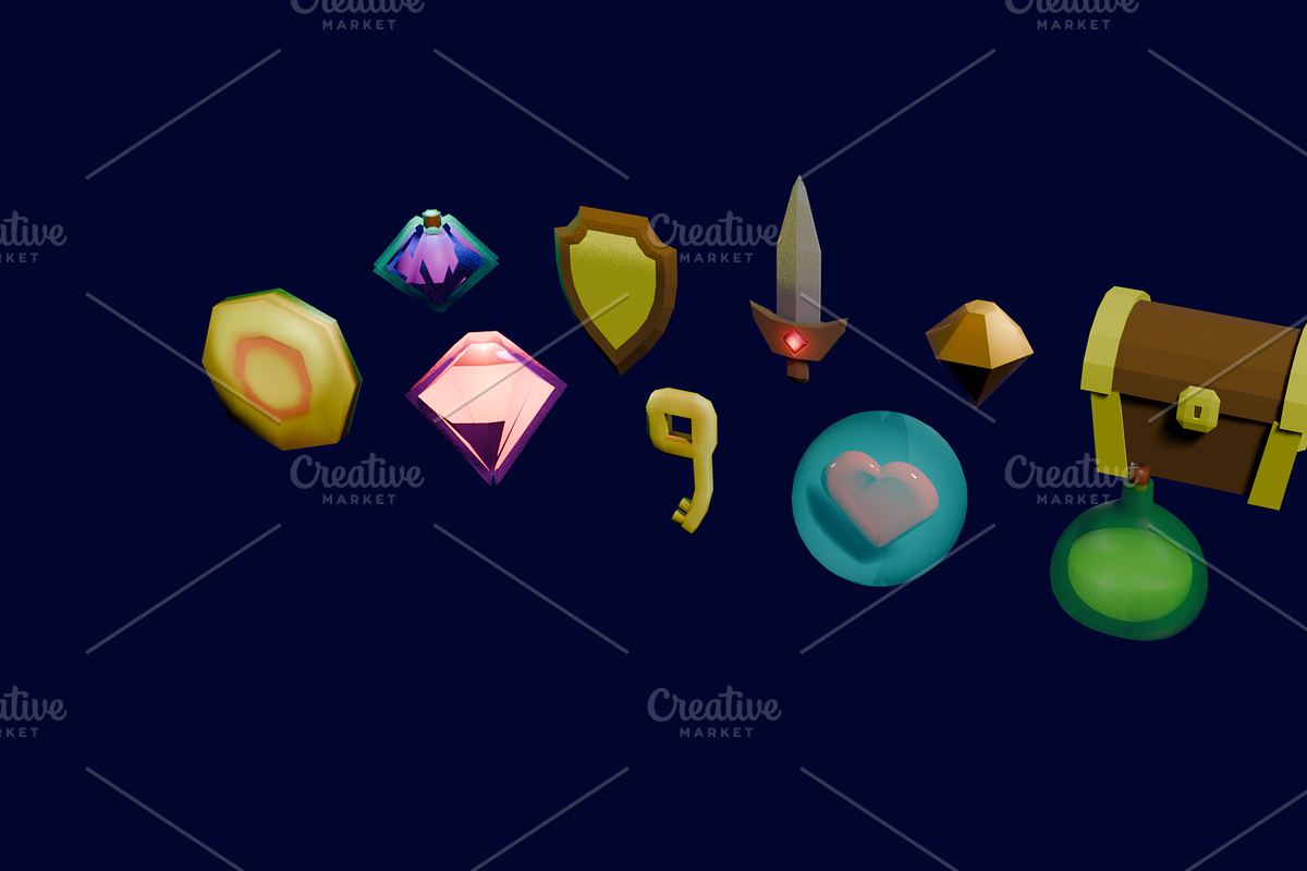 Low-Poly 3D Game Assets and Sounds, an Object 3D Model by Kozmobot (Photo 4 of 4)