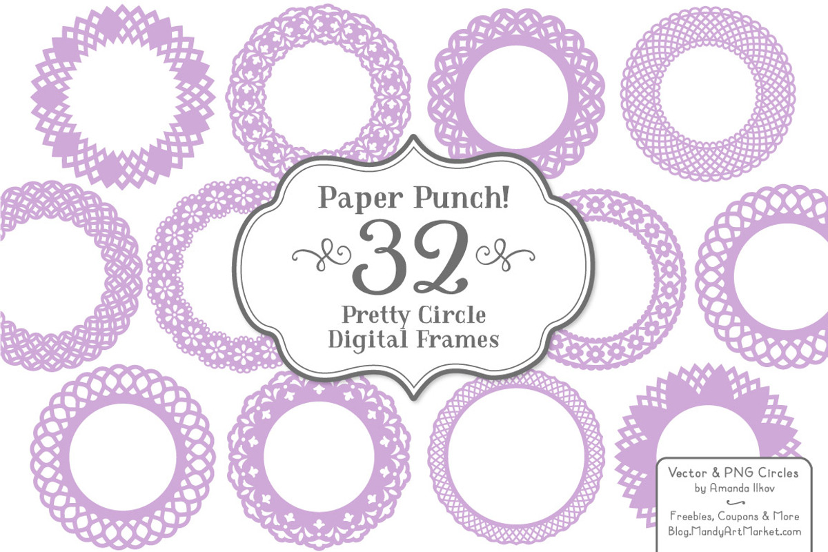 Lavender Lace Vector Frames, an Illustration by Amanda Ilkov (Photo 1 of 5)
