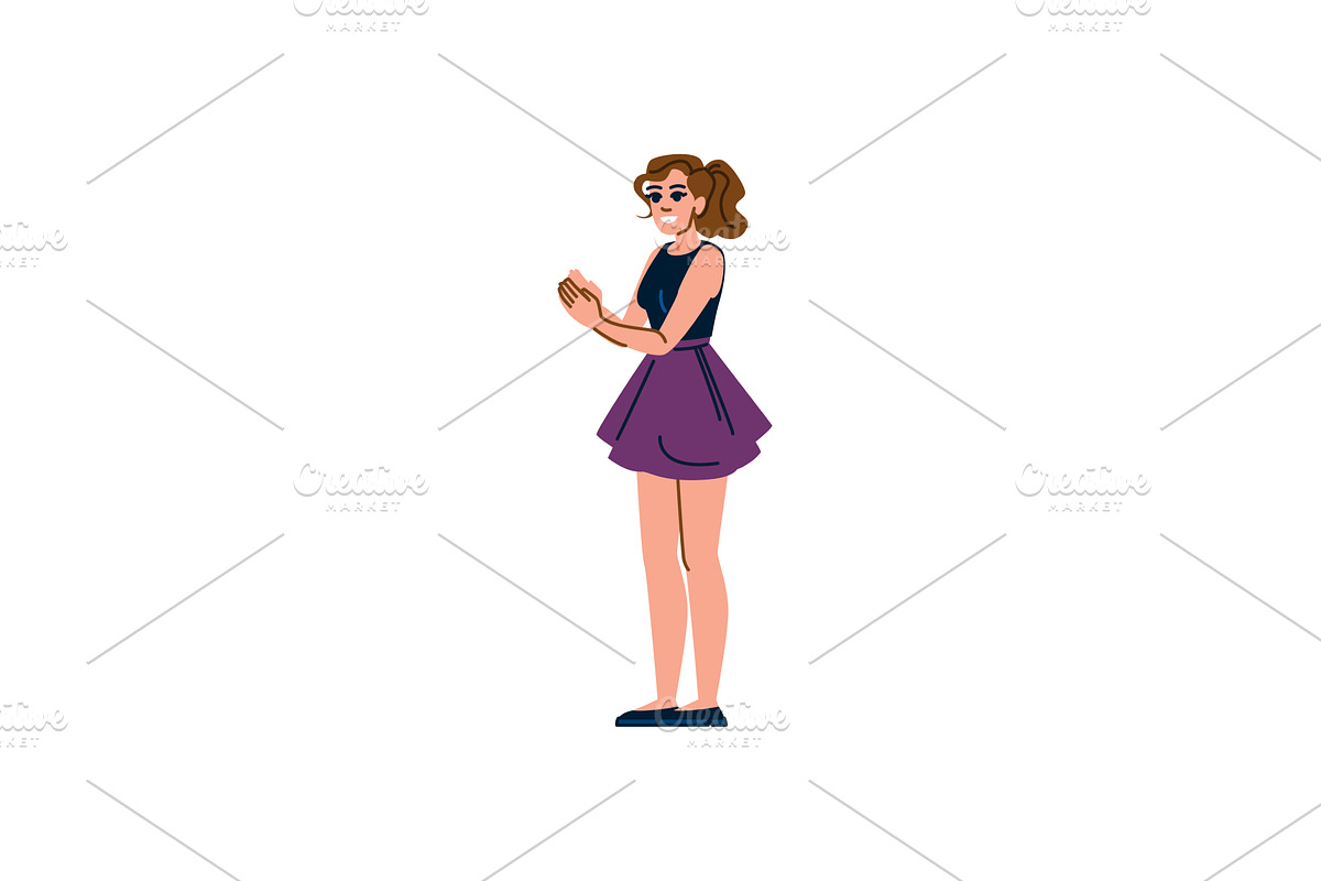 Young woman clapping hands showing, a Person Illustration by pikepicture