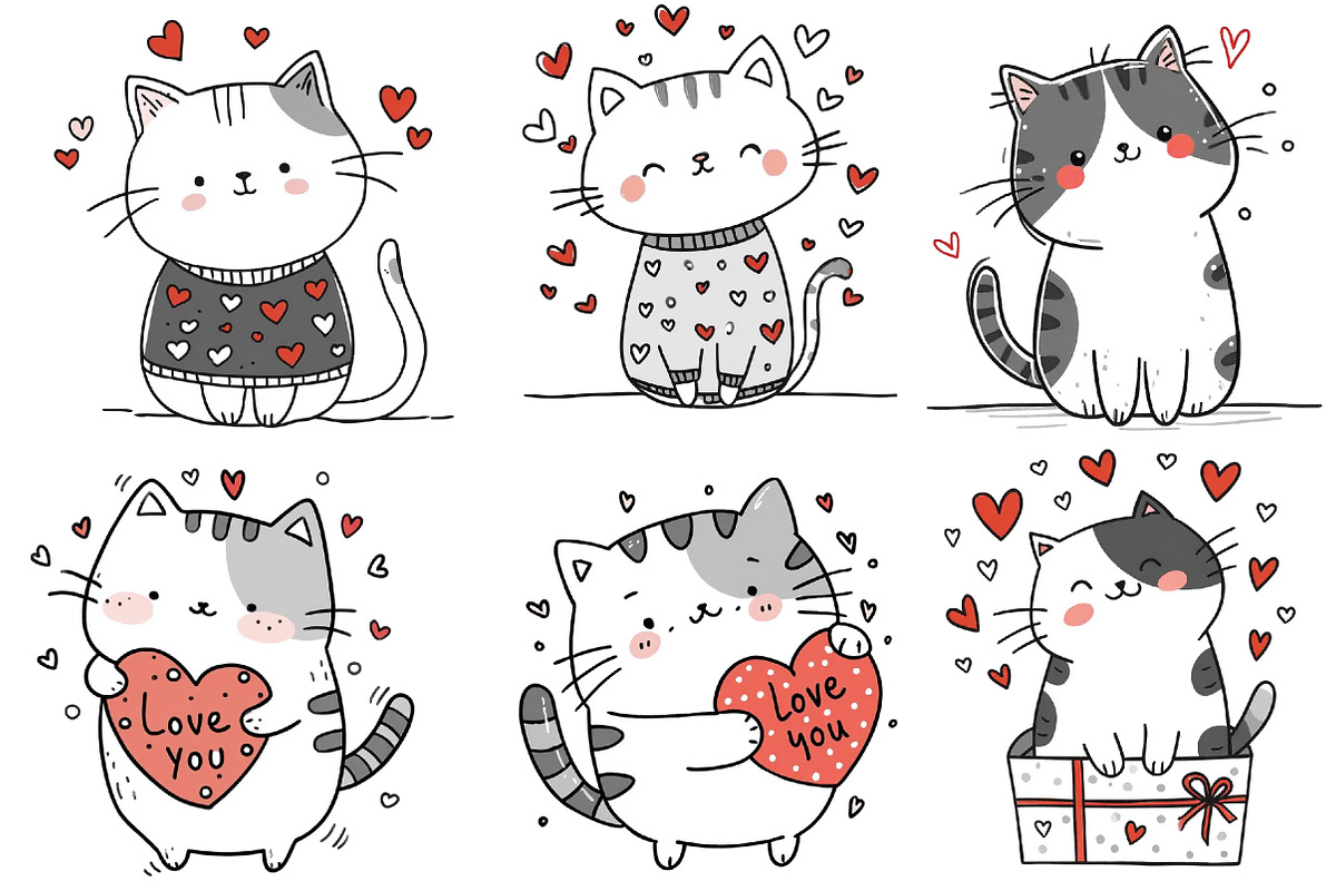 Cat in love valentine clipart, an Illustration by Designworld (Photo 4 of 4)