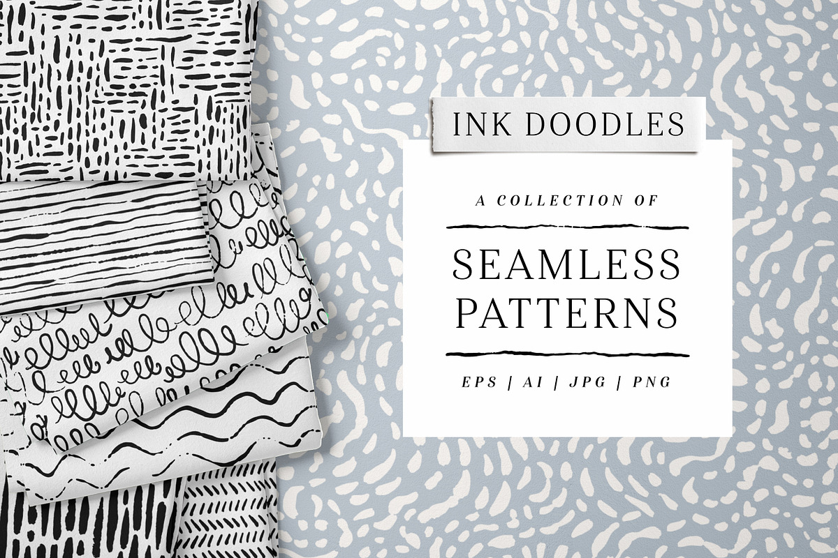 Hand Drawn Patterns in Black & Color, a Pattern Graphic by Point and Poem (Photo 1 of 7)