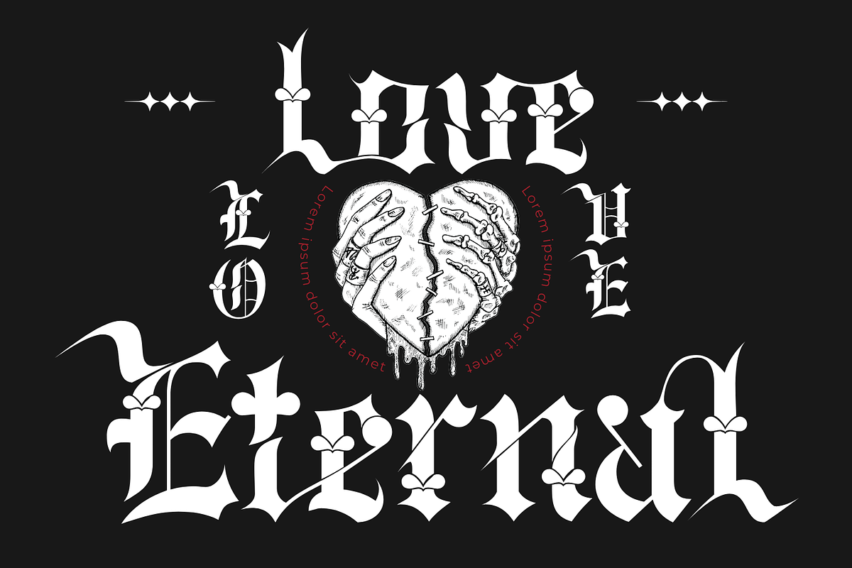 Tragedy Shaped | Blackletter Font, a Blackletter Font by 177Studio (Photo 3 of 8)