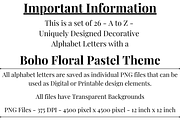 Boho Floral Pastel Alphabet Letters, a Decorative Illustration by Creative Art By SamM (Thumbnail 2 of 10)