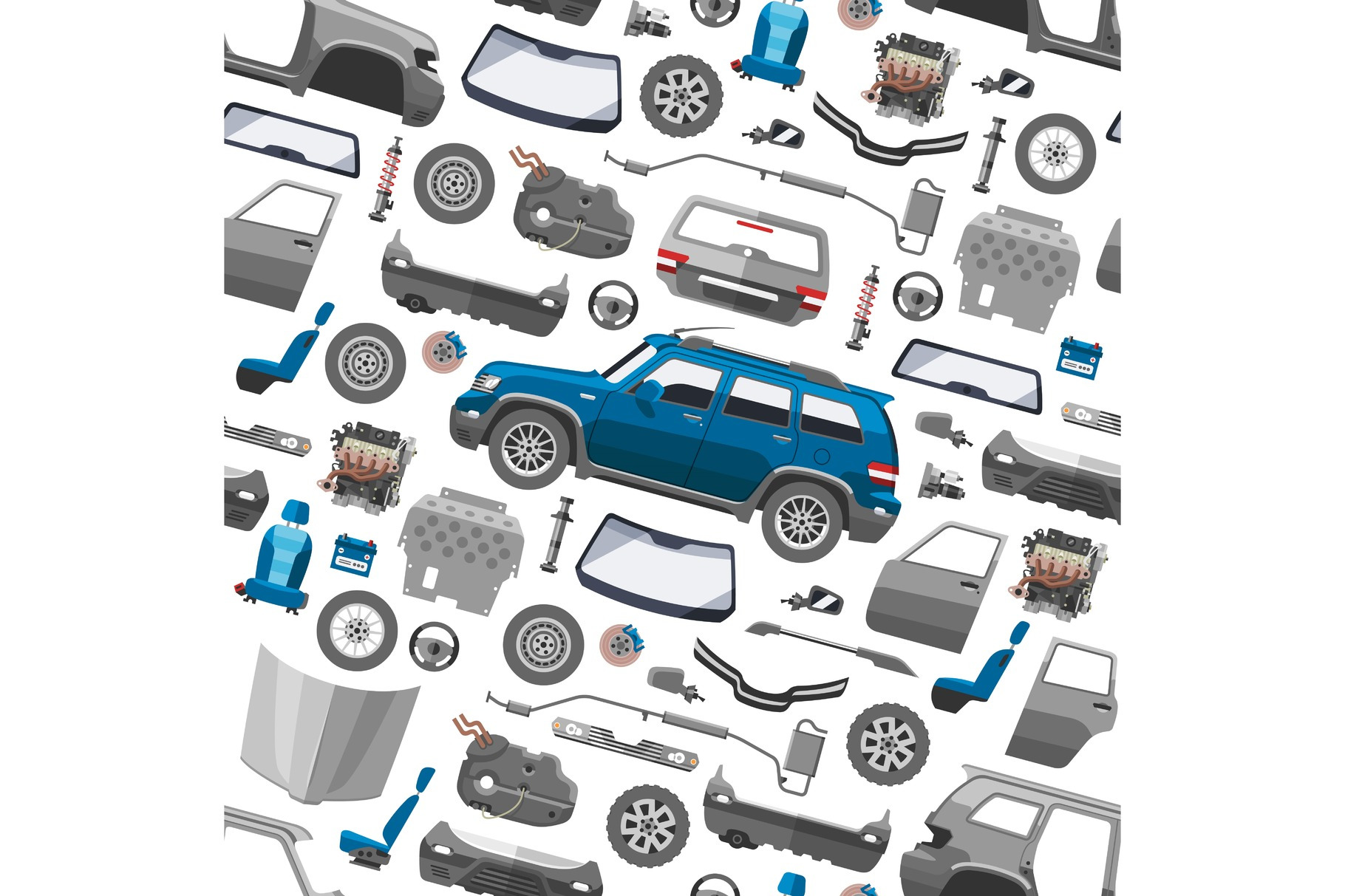 Car service parts flat auto mechanic, a Texture Graphic by RocketArt