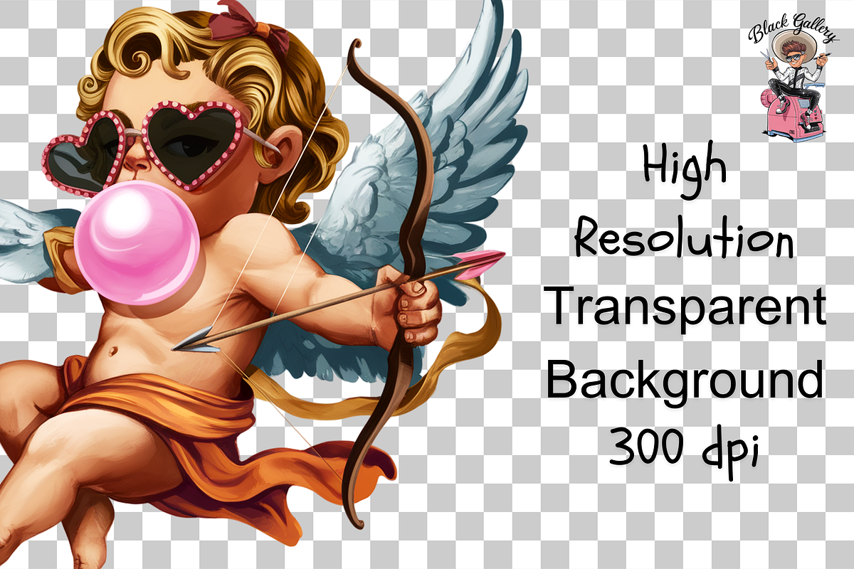 Cupid with Bow and Bubblegum Clipart, an Illustration by Clipart Studio (Photo 13 of 13)