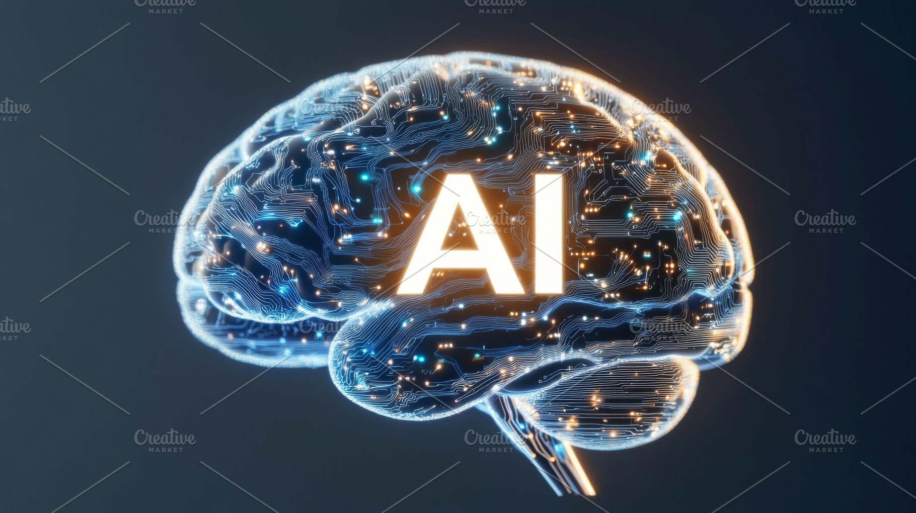 AI brain with digital circuit patterns, concept background, a Photo by Dvoevnore photos