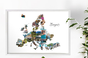 Europe Map Photo Collage Template