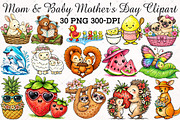 Mom & Baby Mother's Day Clipart PNG, an Illustration by RobertsArt (Thumbnail 1 of 5)