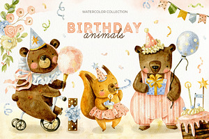 Birthday party. Cute forest animals.