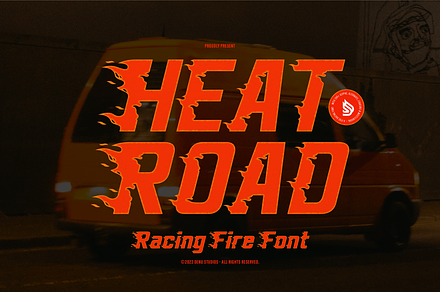Heat Road | Racing Fire Font, a Font by Denustudios