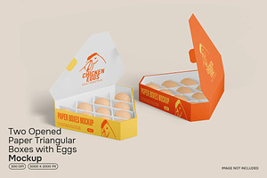 Two Opened Triangular Box egg mockup