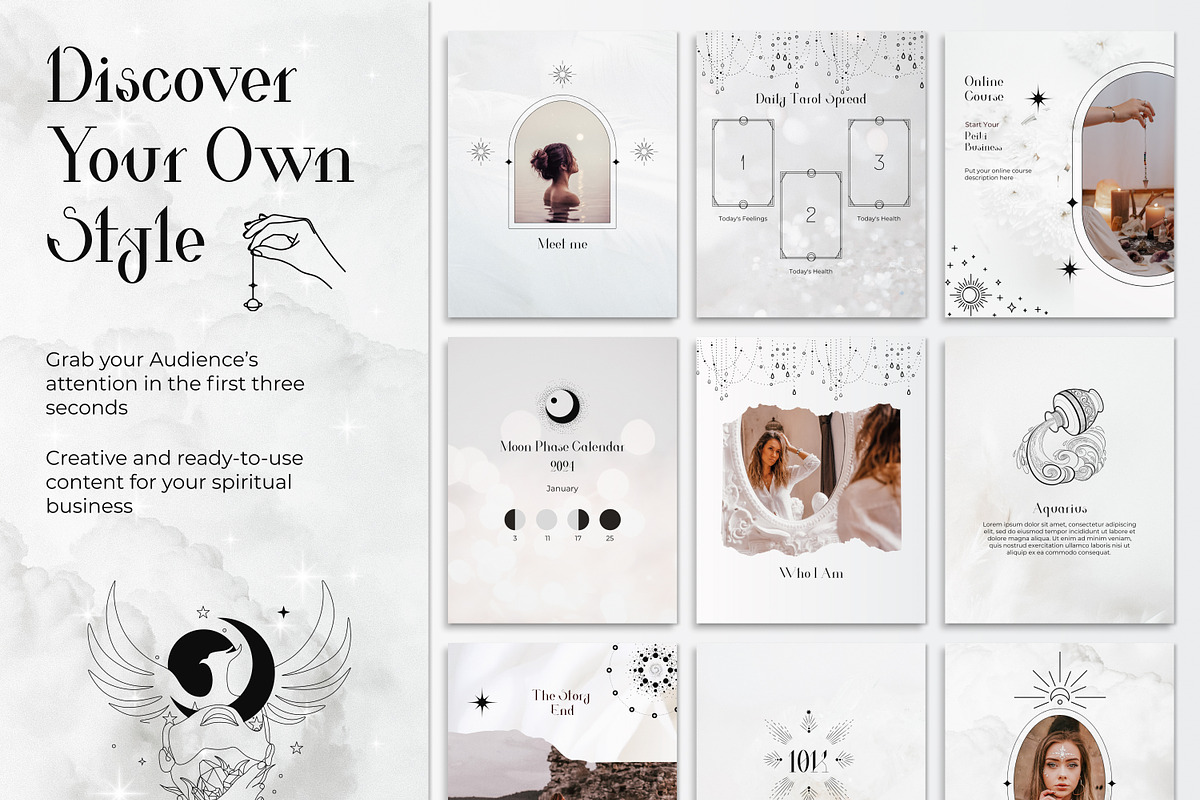 White Spiritual Instagram Posts, a Social Media Template by Under My Cozy Roof (Photo 2 of 11)