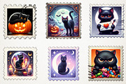 Halloween Black Cat Postage Stamp, an Illustration by RobertsArt (Thumbnail 3 of 4)