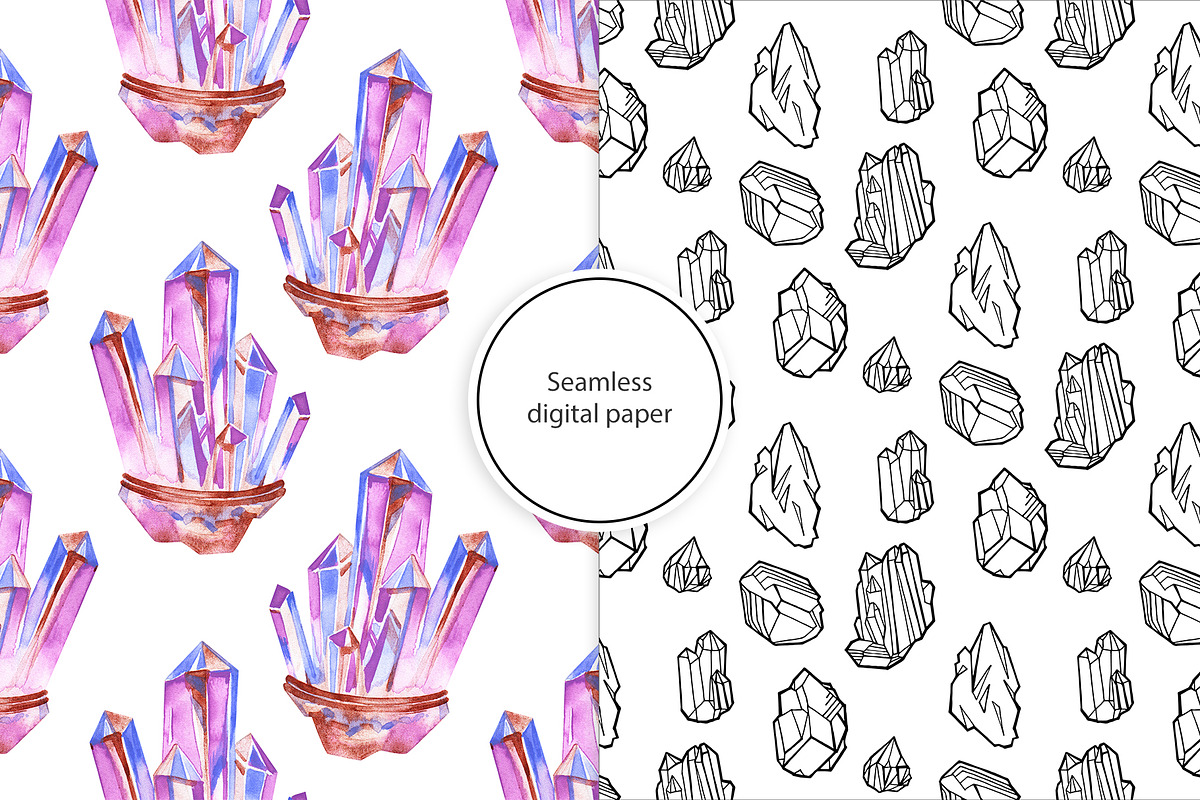 Watercolor minerals and gems, an Illustration by NataliMiasStore (Photo 7 of 10)