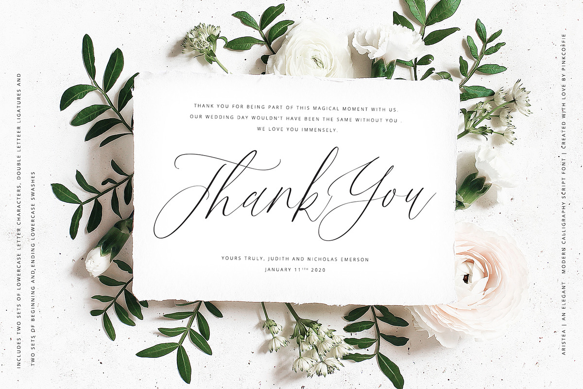 Aristea | Modern Calligraphy Script, a Script Font by Pink Coffie (Photo 9 of 9)